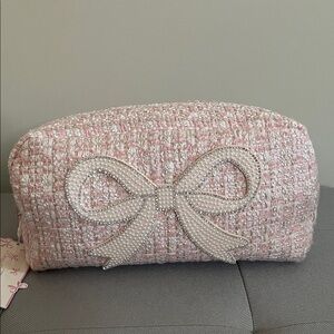 Pink Tweed Cosmetic Bag NWT